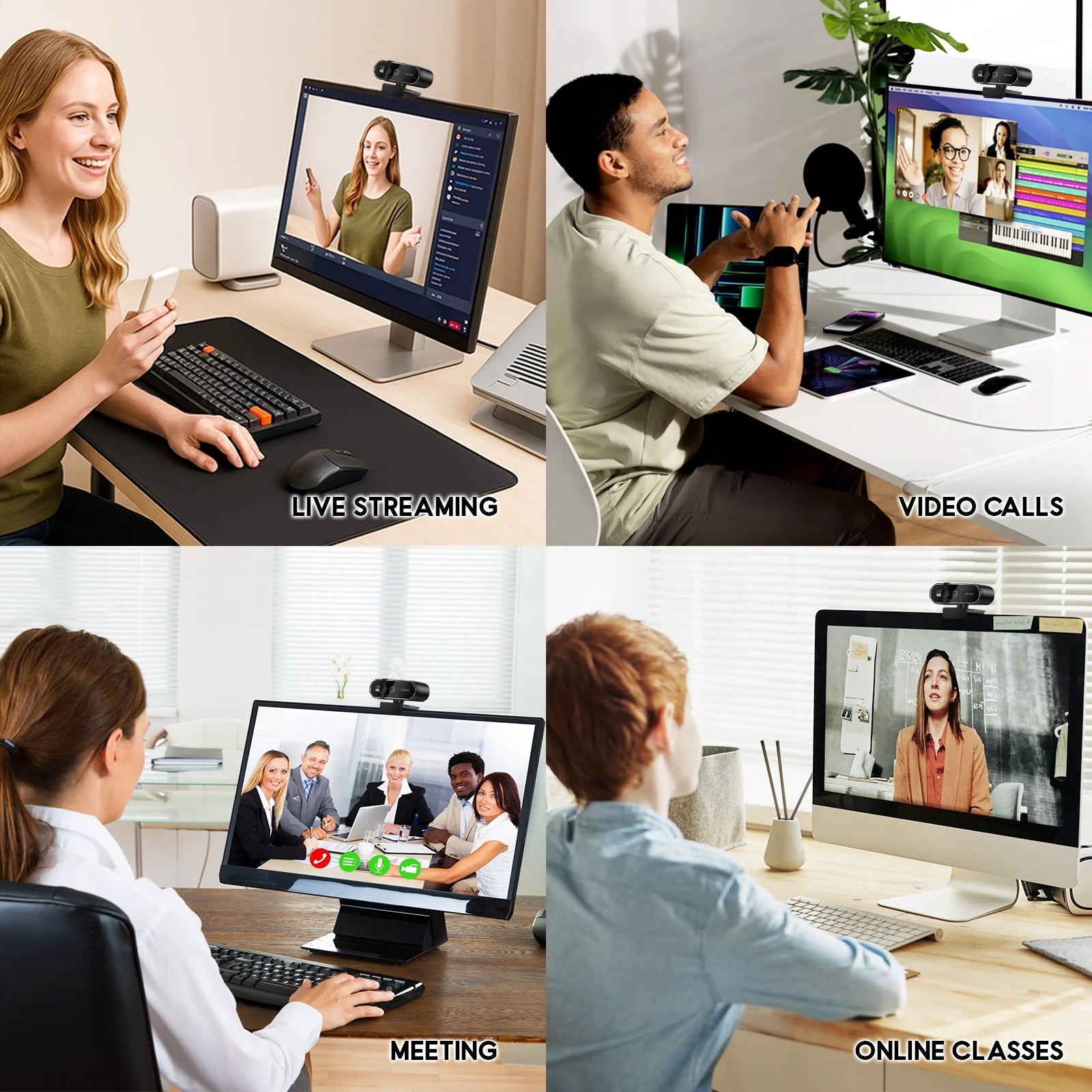 Webcam 4K HD USB Autofocus PC Webcam with Dual Mics for Xbox Laptop Computer Gaming Webcam