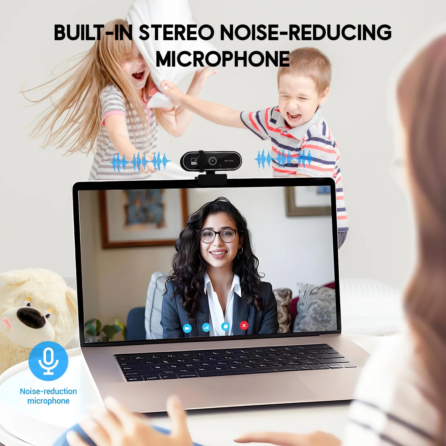 Webcam 4K HD USB Autofocus PC Webcam with Dual Mics for Xbox Laptop Computer Gaming Webcam