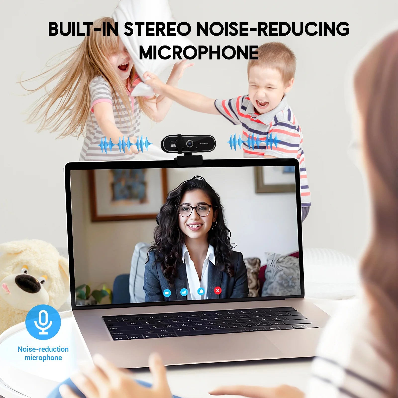 Webcam 4K HD USB Autofocus PC Webcam with Dual Mics for Xbox Laptop Computer Gaming Webcam
