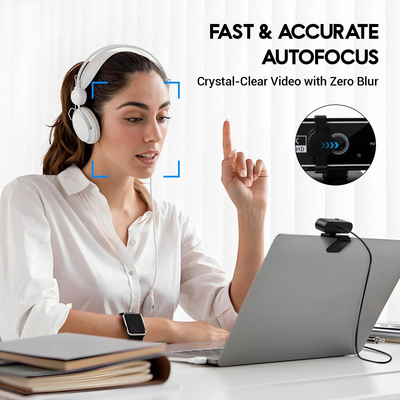 Webcam 4K HD USB Autofocus PC Webcam with Dual Mics for Xbox Laptop Computer Gaming Webcam