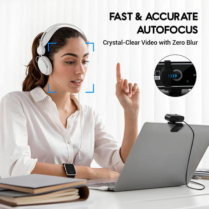 Webcam 4K HD USB Autofocus PC Webcam with Dual Mics for Xbox Laptop Computer Gaming Webcam