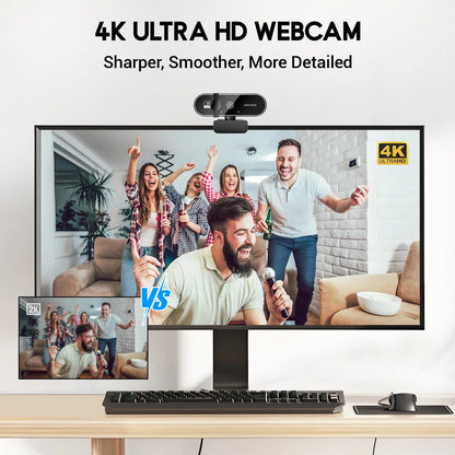 Webcam 4K HD USB Autofocus PC Webcam with Dual Mics for Xbox Laptop Computer Gaming Webcam